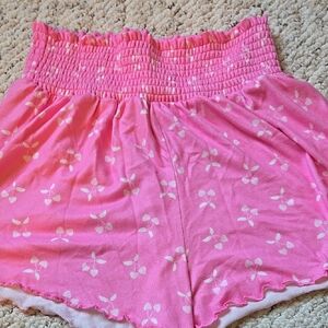 Hot Pink Smocked Waist Z Supply Cherry-Print Lounge Shorts